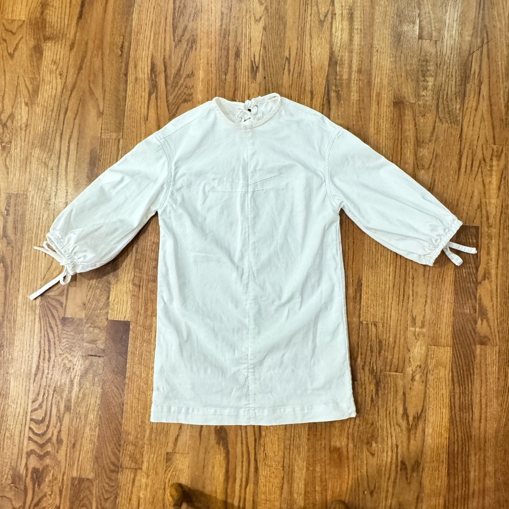 Ulla Johnson White Denim Dress with Tie Accents | Size 2